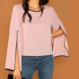 Pink slit sleeve top